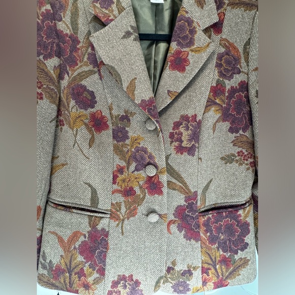 Pendleton Petite Floral Olive Green Wool Blend Jacket Size 6 - Picture 7 of 7